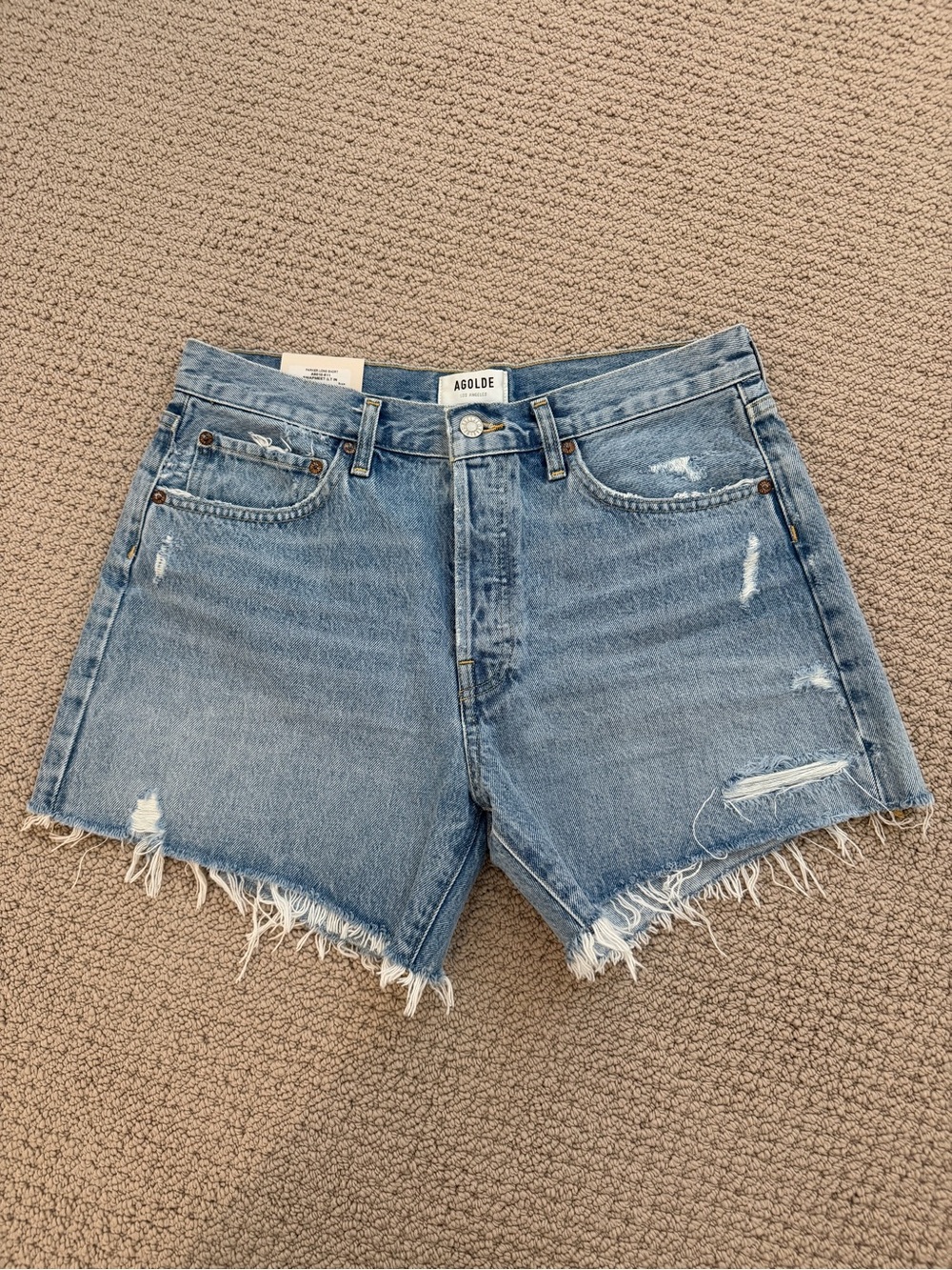 NWT Agolde Light Blue Distressed Parker Denim Jean Shorts Size 29